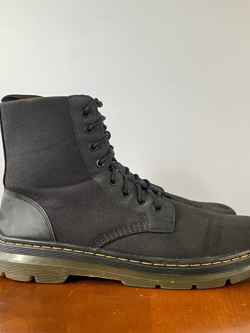 Dr. Martens Combs Black Canvas Combat Boots | US 12